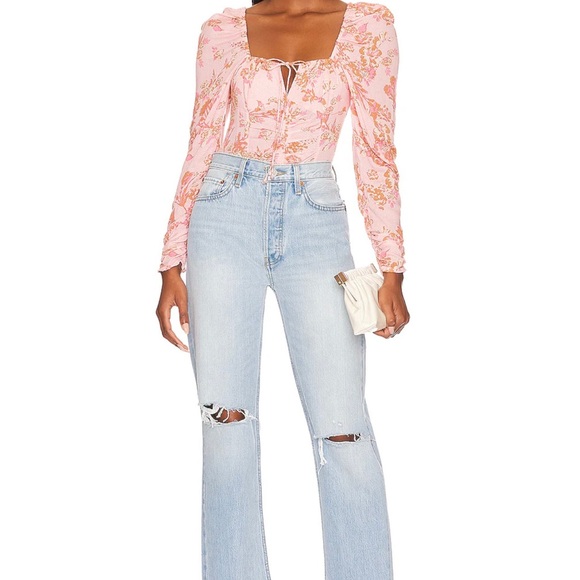 Free People Hilary Printed Top Pink Combo - Picture 4 of 4